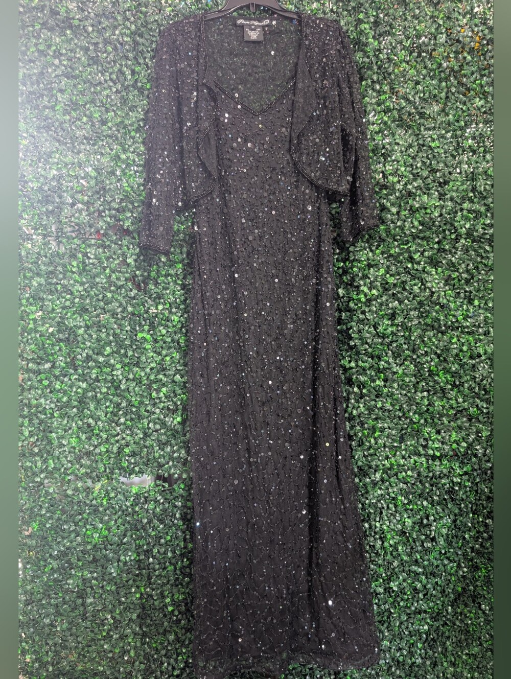 Pisarro Nights Black Sequin Maxi Dress with Bolero